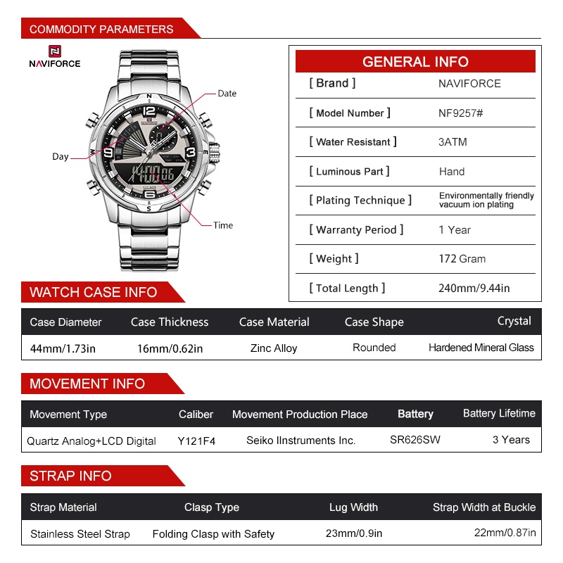 NAVIFORCE Jam Tangan Pria Dual - Watch Display Box ulasan dan harga